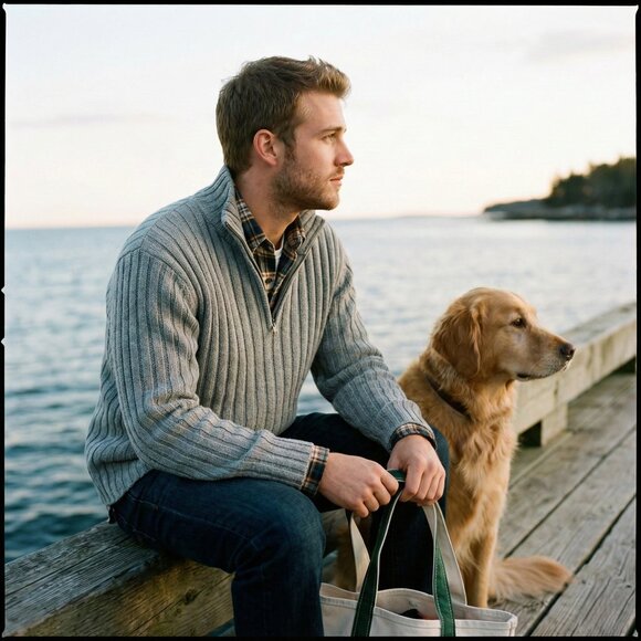 Banana Republic Other - Banana Republic Ribbed Gray Cotton Zip Neck Sweater Minimalist Size L Classic